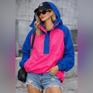 Vintage Gore-Tex Neon Pink Blue Windbreaker Jacket Made in Canada Medium